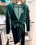 Michael Catello + Revolve Velvet Emerald Green mini dress