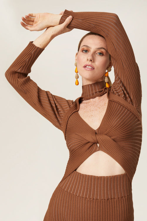Amur Guadalupe Ribbed Knit Cutout Dress