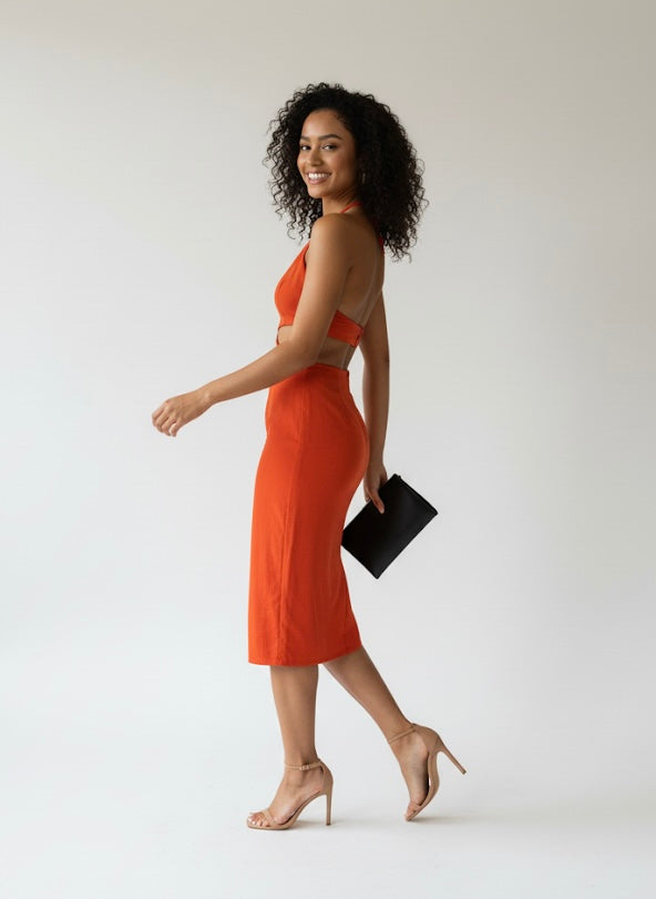 Michael Costello + Revolve Cotton Orange Mini Dress